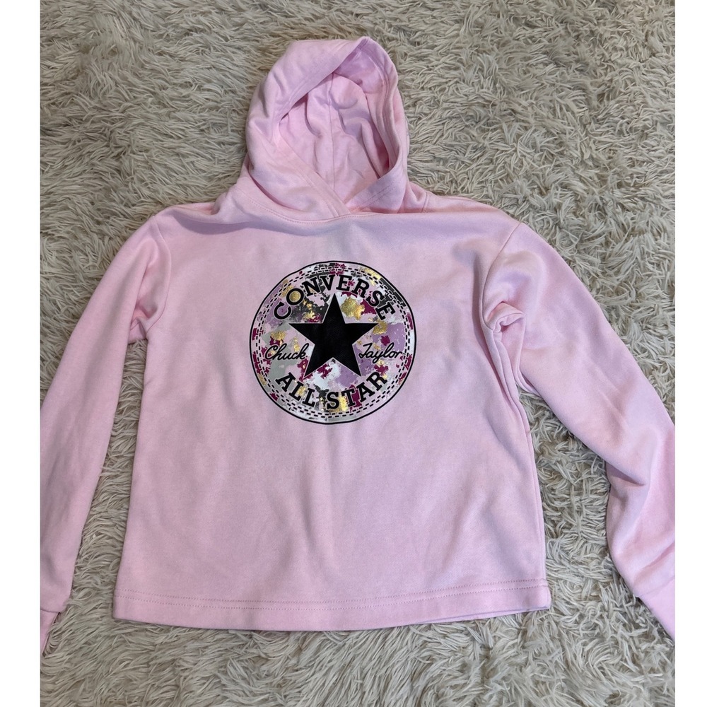 Kids Converse All Star Pink Hoodie Sweatshirt Size M 128 140‎ cm 10 12 Years